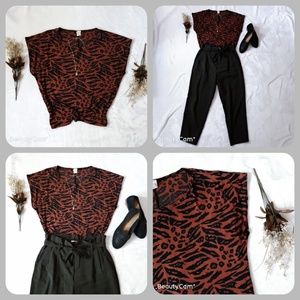A leopard mix print top